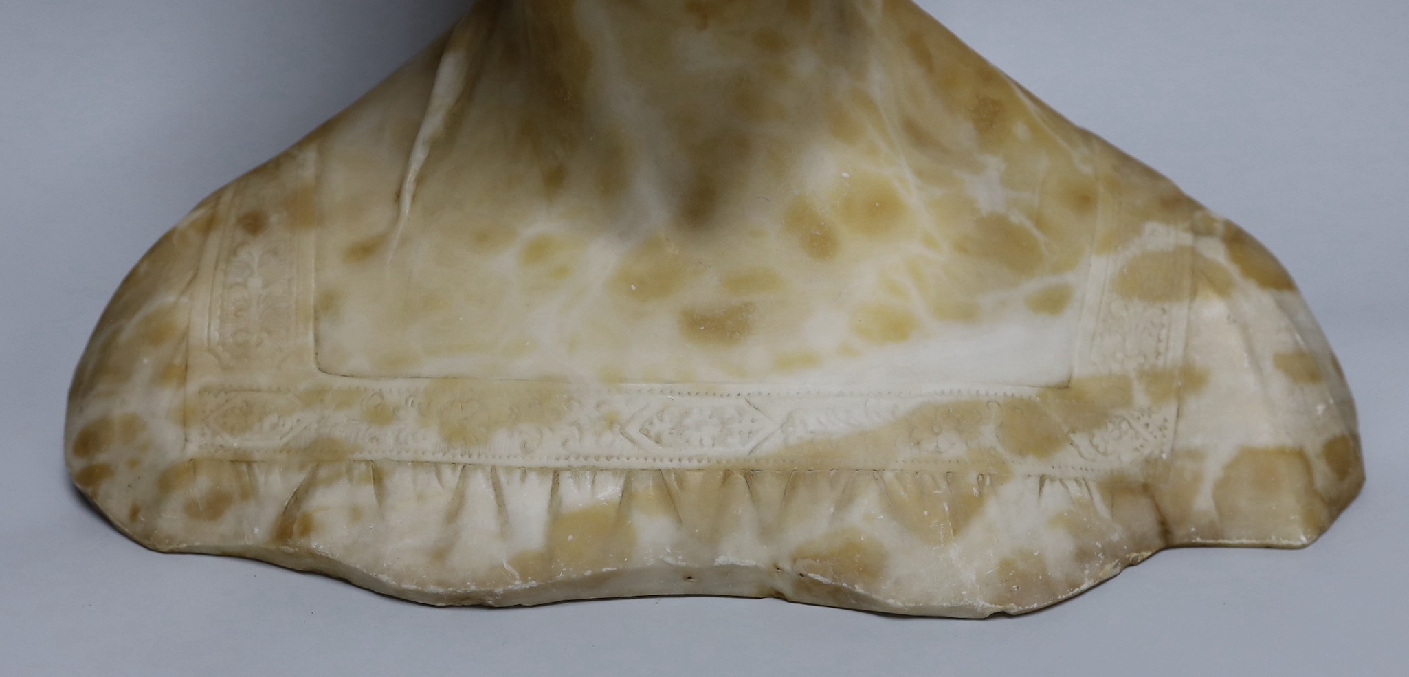 A late 19th century Italian alabaster bust of a lady, 41.5cm high